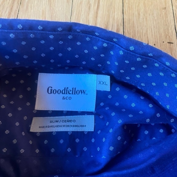 Goodfellow Long Sleeved Blue Patterned Shirt Size Xxl - Picture 3 of 3